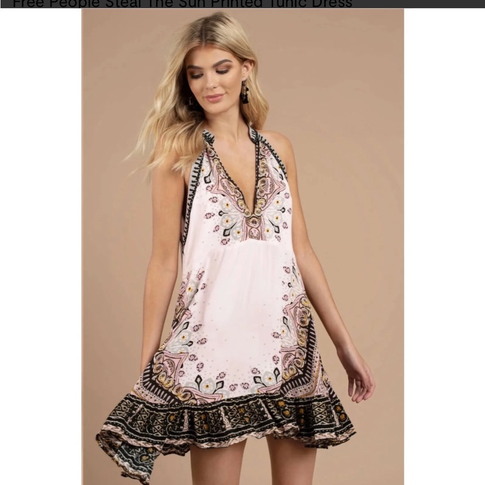 Free people steal the sun woven printed mini boho dress size small